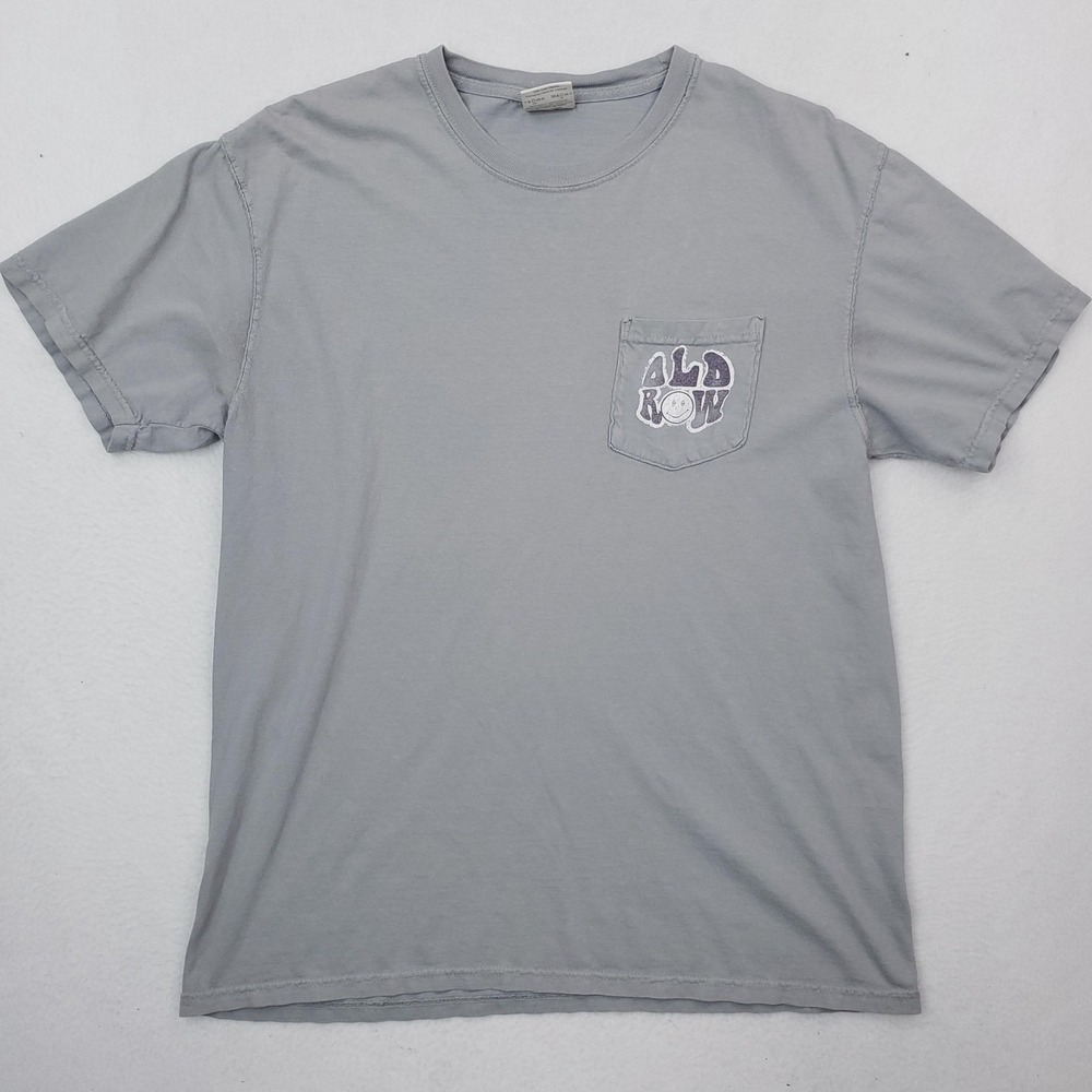 Comfort Colors Shirt Mens Large Gray Old Row Pocket Skeleton Band Graphic Tee